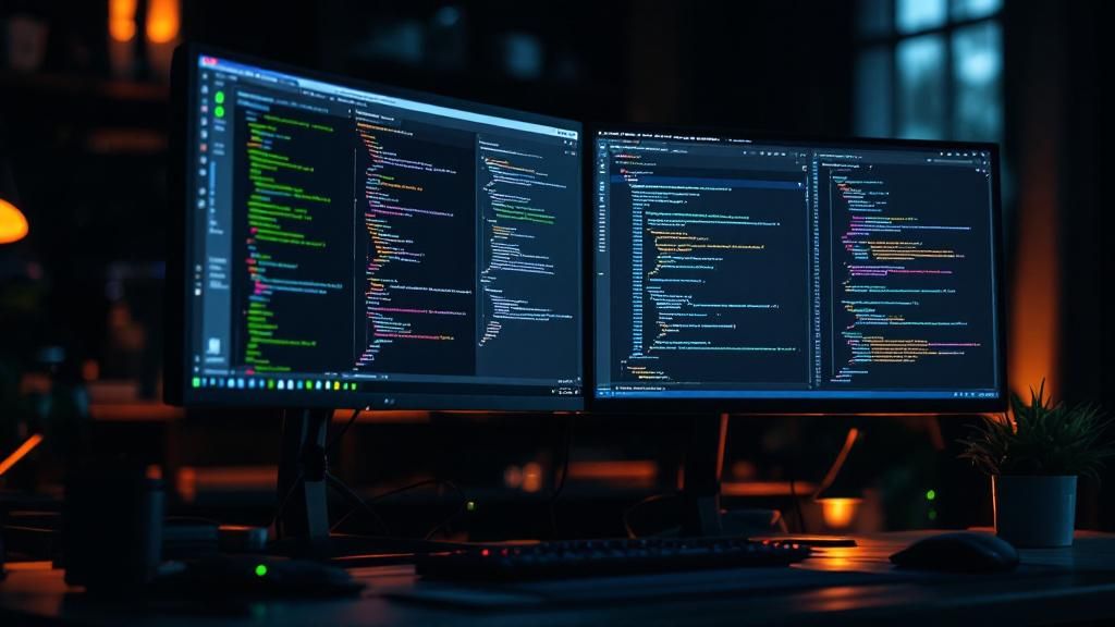 Abstract minimalist tech illustration showing terminal productivity tools ROI measurement concept with modern design elements
