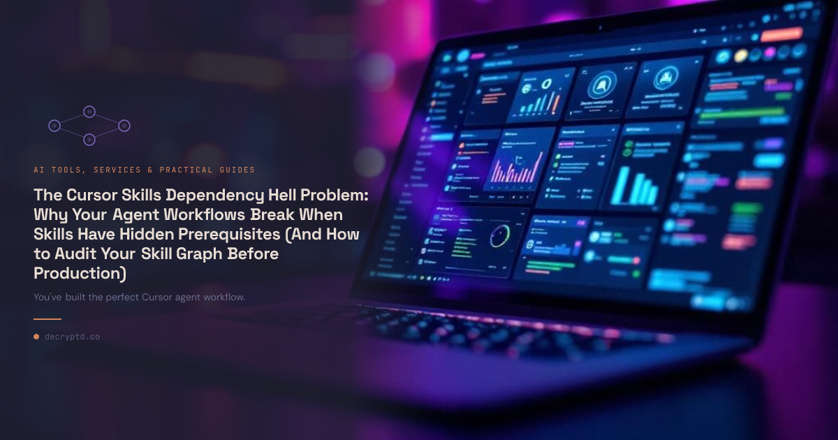 Abstract tech illustration showing interconnected skill nodes and dependency chains for Cursor Skills dependencies in production workflows