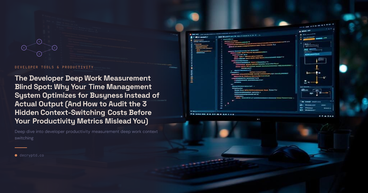 Developer productivity measurement abstract illustration showing deep work focus versus context switching costs and time management optimization