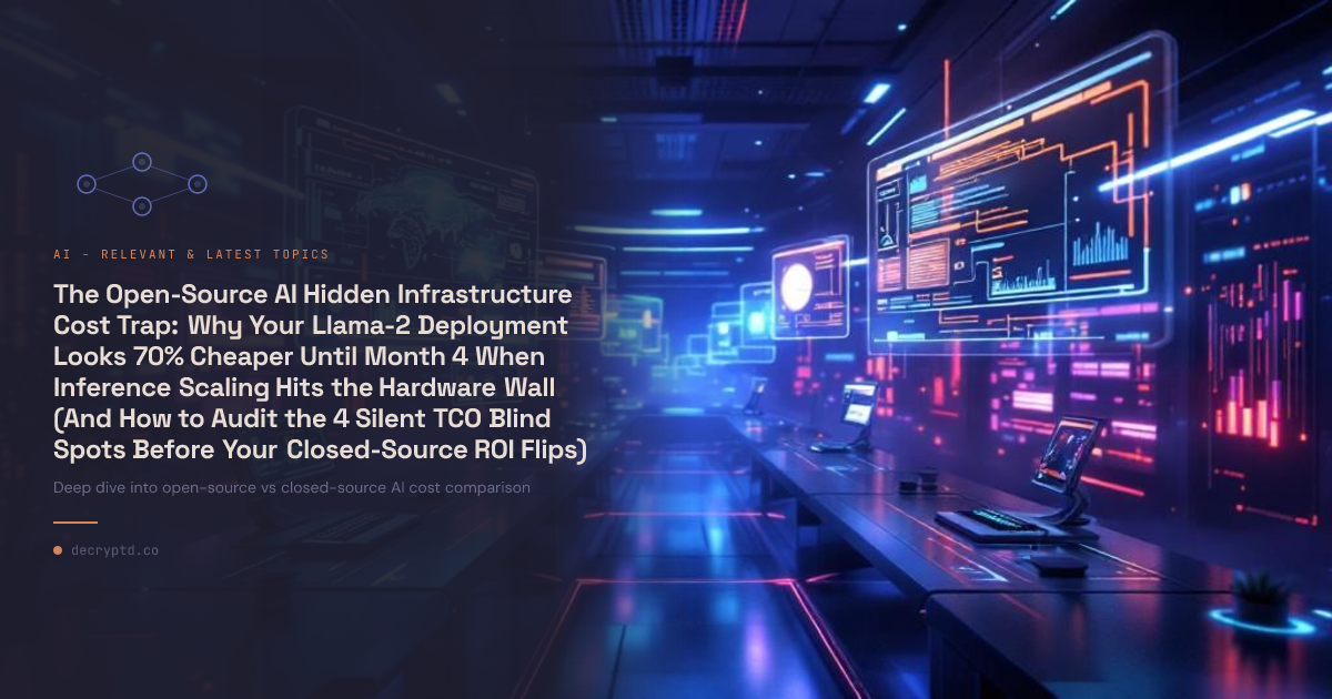 Open-source vs closed-source AI cost comparison abstract tech illustration showing hidden infrastructure expenses and total cost of ownership analysis