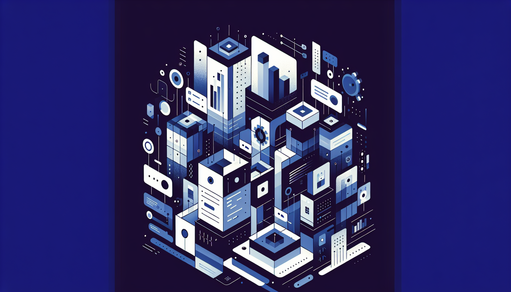 Abstract minimalist tech illustration showing building in public productivity concept with modern design elements and digital workflow visualization