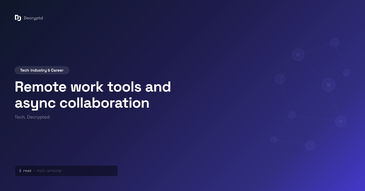 Abstract minimalist tech illustration representing remote work tools and asynchronous collaboration for distributed teams