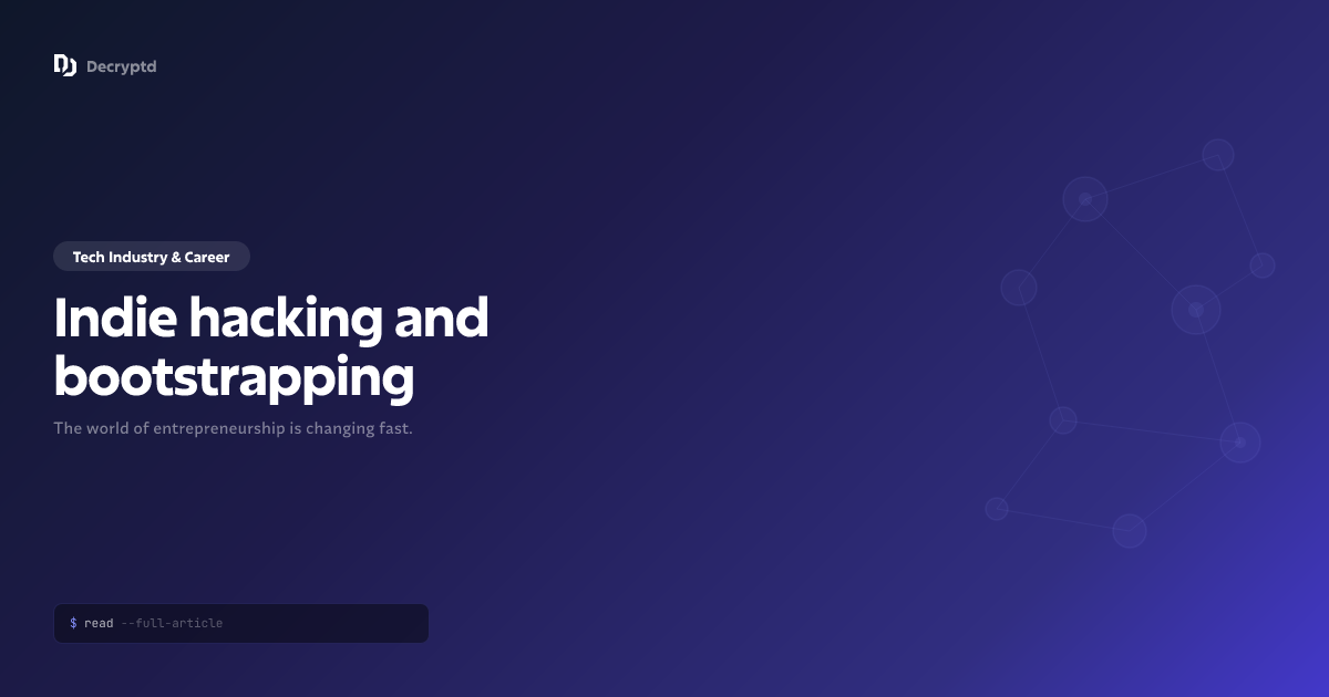 Abstract minimalist tech illustration representing indie hacking and bootstrapping entrepreneurship concepts